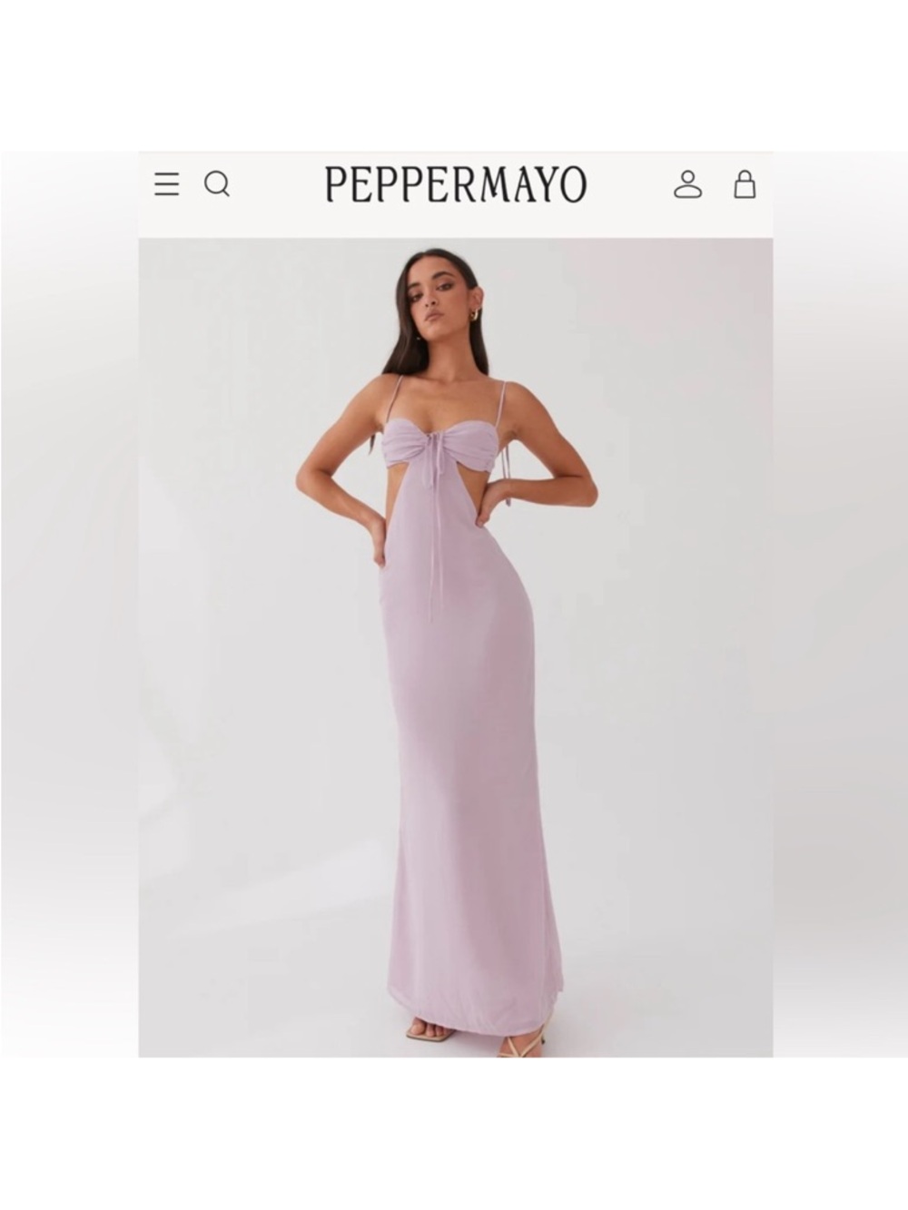 Peppermayo Lilac Backless Tie-Front Maxi Dress